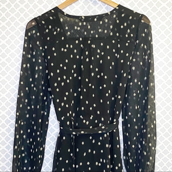 EUC Zara Basic Spotted Long Sleeve Wrap Dress - Picture 10 of 12